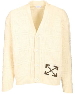 Off-White c/o Virgil Abloh Arrow 3D Wool Cardigan - Natural