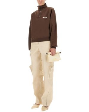 Jacquemus Grosgrain Sweatshirt With Turtleneck - Brown