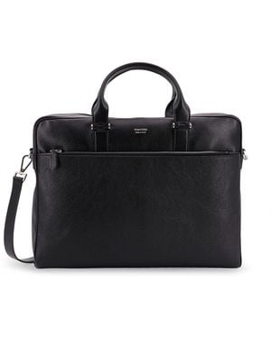 Tom Ford Leather Work Bag With Logo - Black