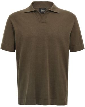 Brioni V-Neck Shirt Polo Marrone-Uomo - Verde