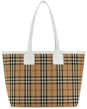 【関税&送料込】Burberry Embroidered Denim Shopping Bag Burberry Blue Denim Top Handle Bag ○ Labellov ○ Buy and
