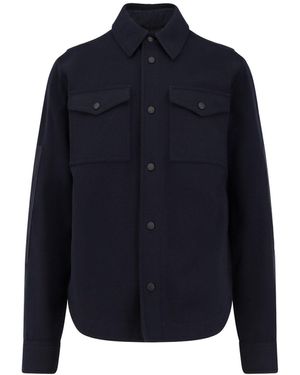 Moncler Shirt/Jacket With Iconic Logo Patch - Blue
