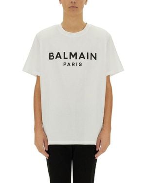 Balmain T-shirt With Logo - Gray