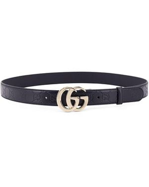 Gucci Gg Milano Leather Belt - White