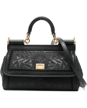 Dolce & Gabbana Sicily Small Embroidered Handbag - Black