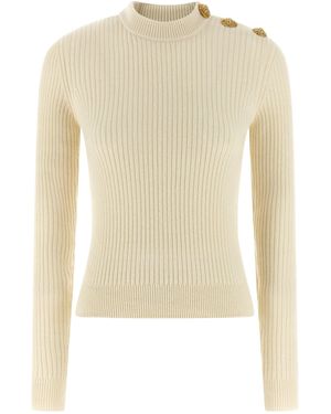 Balmain Ribbed Sweater - Natural