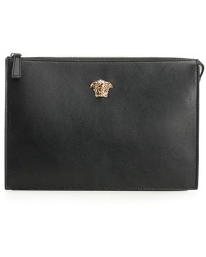 Versace Pouch With Leather Gusset Small Leather Goods Black