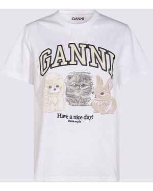 Ganni T-shirts And Polos Light And Natural - White