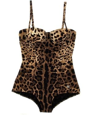 Dolce & Gabbana Costume da bagno intero animalier - Marrone