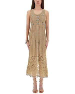Rabanne Long Crochet Dress - Natural