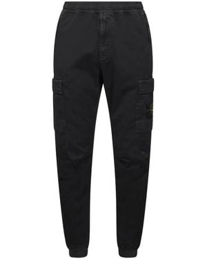 Stone Island Regular Fit Cotton Cargo Trousers - Black