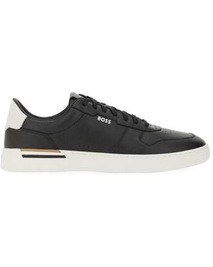 BOSS Leather Trainer - Black