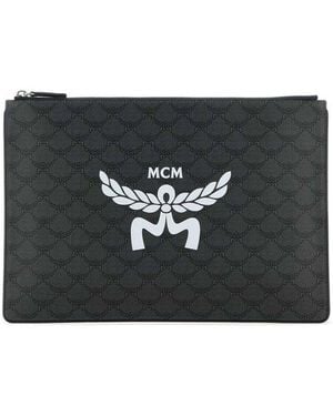 MCM Printed Canvas Himmel Xl Clutch - Black