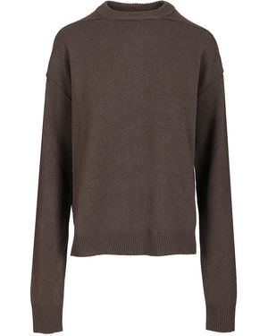 Rick Owens Cashmere And Wool Sweater Knitwear Marrone-Donna