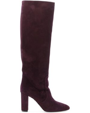 Via Roma 15 Suede Heeled Boots - Purple