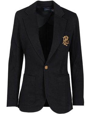 Polo Ralph Lauren Blue Jacquard Blazer Jackets Blue - Black