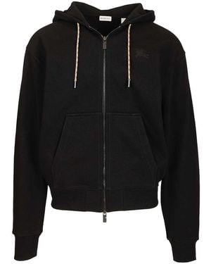 Burberry Rory Chk Pch Zip Hoodie Sweatshirts - Black