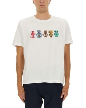 Paul Smith Robot Print T-Shirt - White