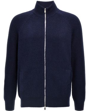 Brunello Cucinelli Zip Cardigan Jumper, Cardigans - Blue