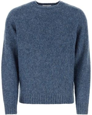 Harmony Melange Wool Shaggy Sweater - Blue