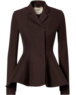 Fendi Grain-de-poudre Wool Blazer - Brown