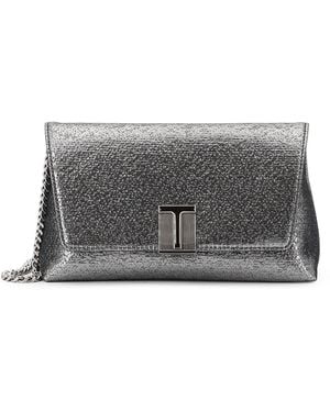 Tom Ford Laminated Pochette With Chain Shoulder Strap - Grey