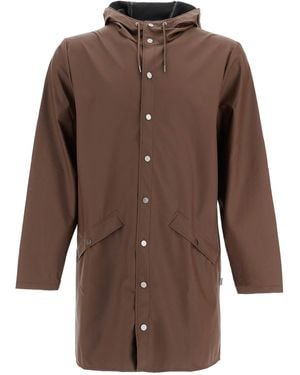 Rains Hooded Technical Midi Rain Jacket - Brown