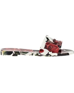 Dolce & Gabbana Floral Rubber Sandal - White