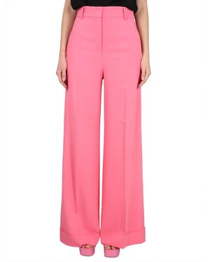 Moschino PANTALONE A VITA ALTA IN CRÊPE DI VISCOSA - Rosa