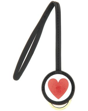 Moschino Leather Keychain-Donna - Bianco