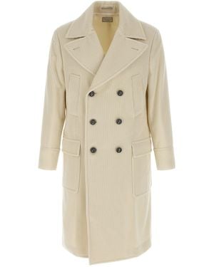 Brunello Cucinelli Velvet Coat Coats And Trench Coats - Natural
