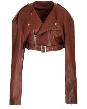 Rick Owens Cropped Biker Jacket Jackets Brown