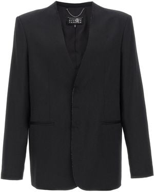 MM6 by Maison Martin Margiela Single-Breasted Blazer - Black