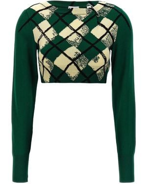 Burberry Maglione Crop - Verde