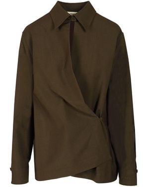 Fendi Wool And Mohair Shirt Top Verde-Donna