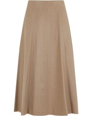 Max Mara Camel Wool Geneve Midi Full Skirt-Donna - Neutro