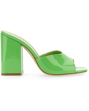 Paris Texas Anja Open-Toe Patent Leather Mules - Green