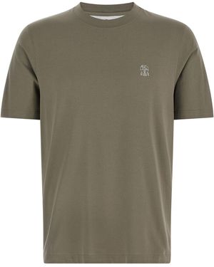Brunello Cucinelli Logo Print T-shirt Green