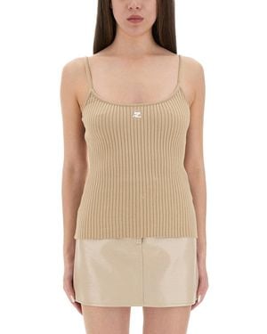 Courreges "reedition" Knit Tank Top - Natural