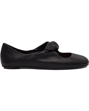 McQueen Twisted Detail Ballet Flats Ballerinas Nero-Donna