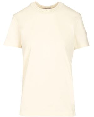 Tシャツ・カットソー Moncler T-SHIRT WITH CROCHET DETAIL Moncler T-shirt With Crochet Detail in Black | Lyst