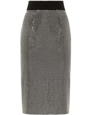 Dolce & Gabbana Crystal Mesh Pencil Skirt - Gray