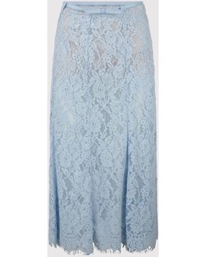 Self-Portrait Lace Midi Skirt - Blue