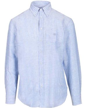 Etro Striped Linen Shirt Shirts Light Blue