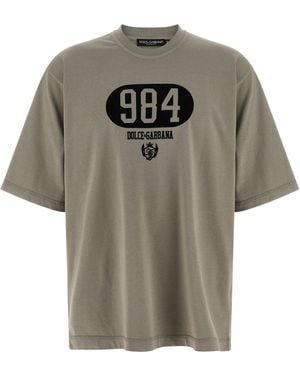 Dolce & Gabbana Flocked Print T-Shirt - Grey