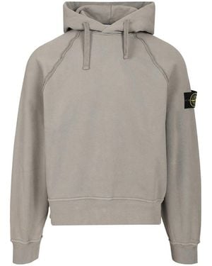 Stone Island Organic Cotton Hoodie Sweatshirts - Grey
