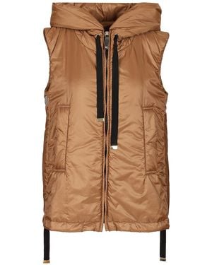 Max Mara Padded Gilet With Hood Coats - Brown