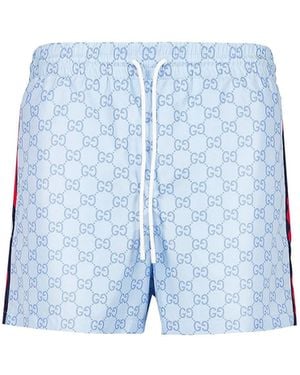 Gucci Gg Nylon Swim Trunks - Blue