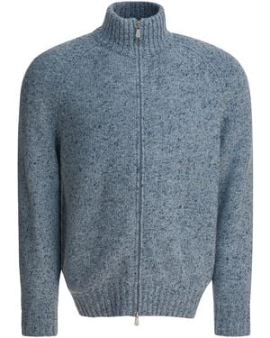 Brunello Cucinelli Cashmere Zipper Jumper Knitwear Grey - Blue
