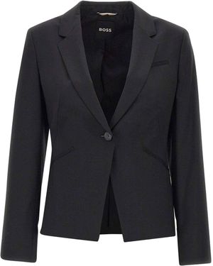 BOSS Jia9 Virgin Wool Blazer - Black